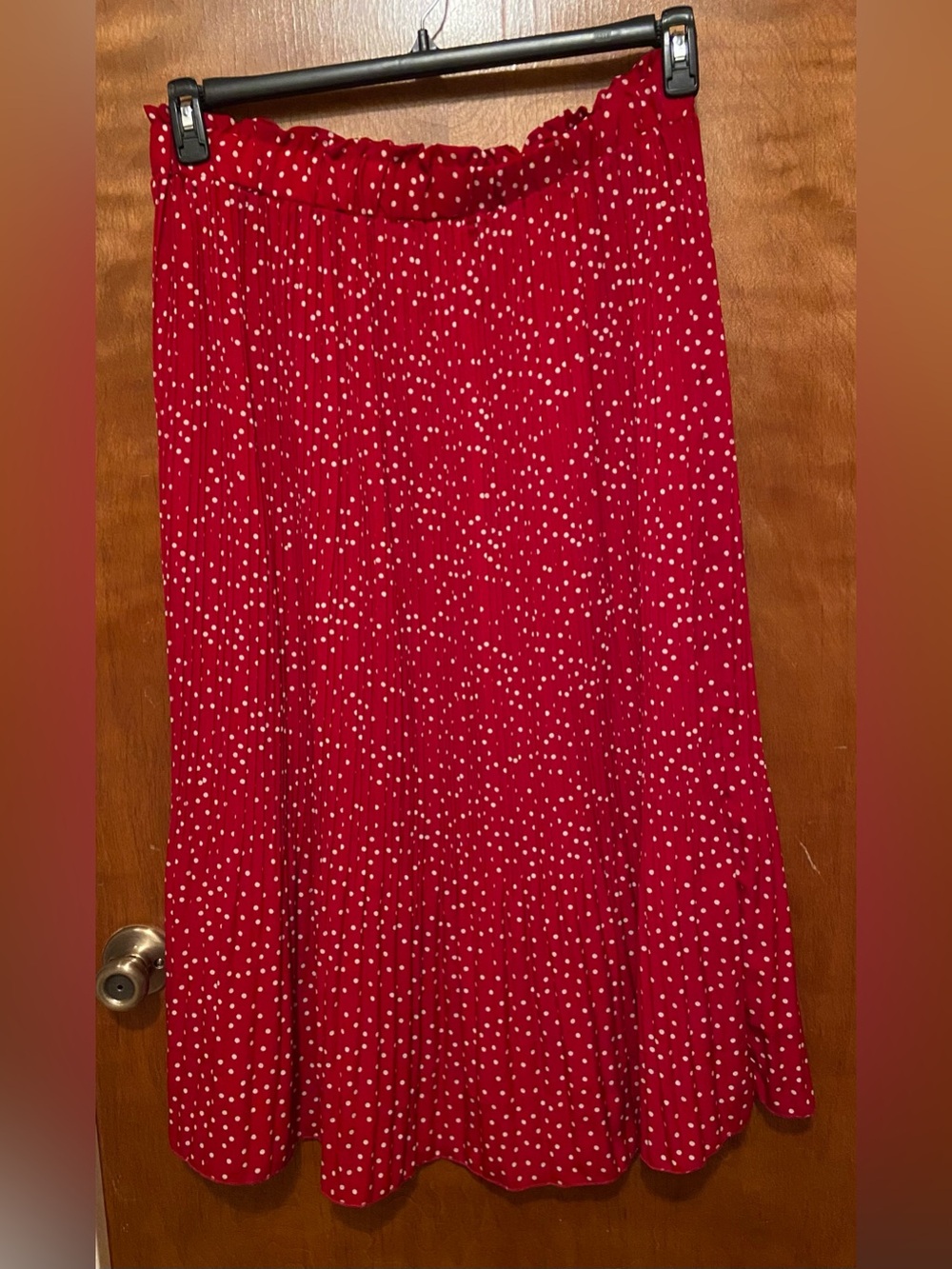 Plus Size Red Polka Dot Crinkle Skirt
